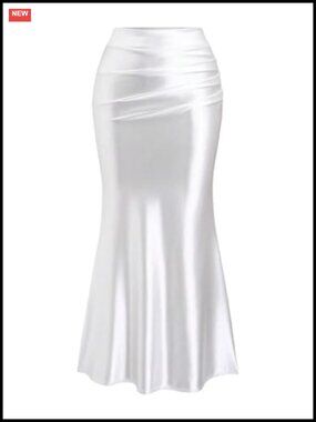 Satin Maxi Skirt Bodycon Fishtail Silky Long Skirt